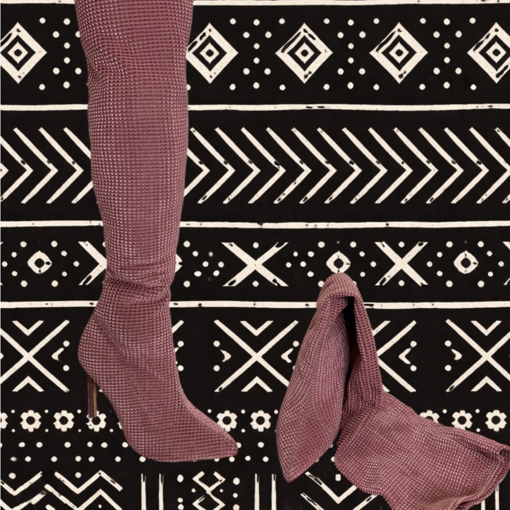 Fashion Nova Blush Textured Over-the-Knee Boots